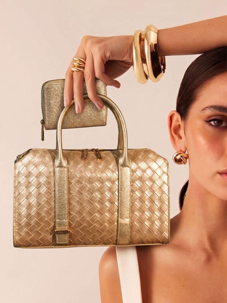 Woven Bowling Bag Gold 1