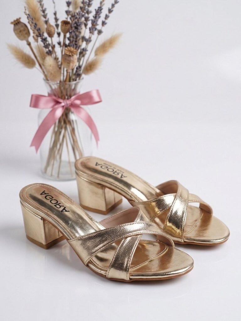 Cross Block Heel Gold 1