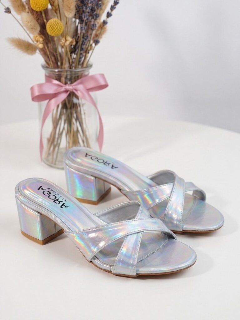 Cross Block Heel Silver 1