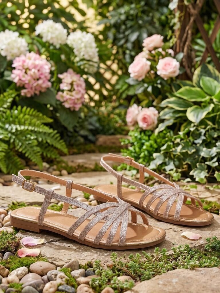 Flat Strappy Sandal Silver 1