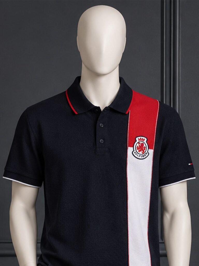 Colour Block Polo Navy 1